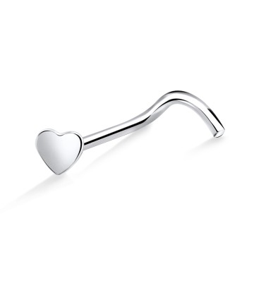 Heart Silver Curved Nose Stud NSKB-140s